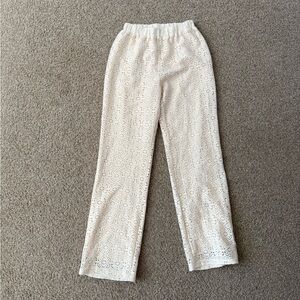 NWT Women's Eyelet Lace Lined Wide Leg Summer Pants White Size M/L - Bride!